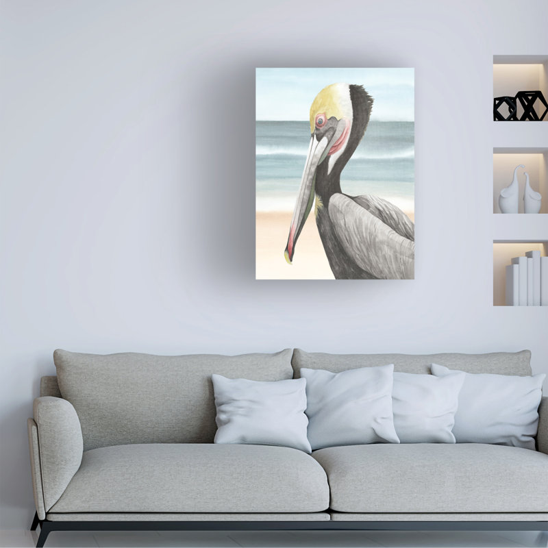«Pelican Beach II» bolognaise sur toile, H 19 po x l 14 po