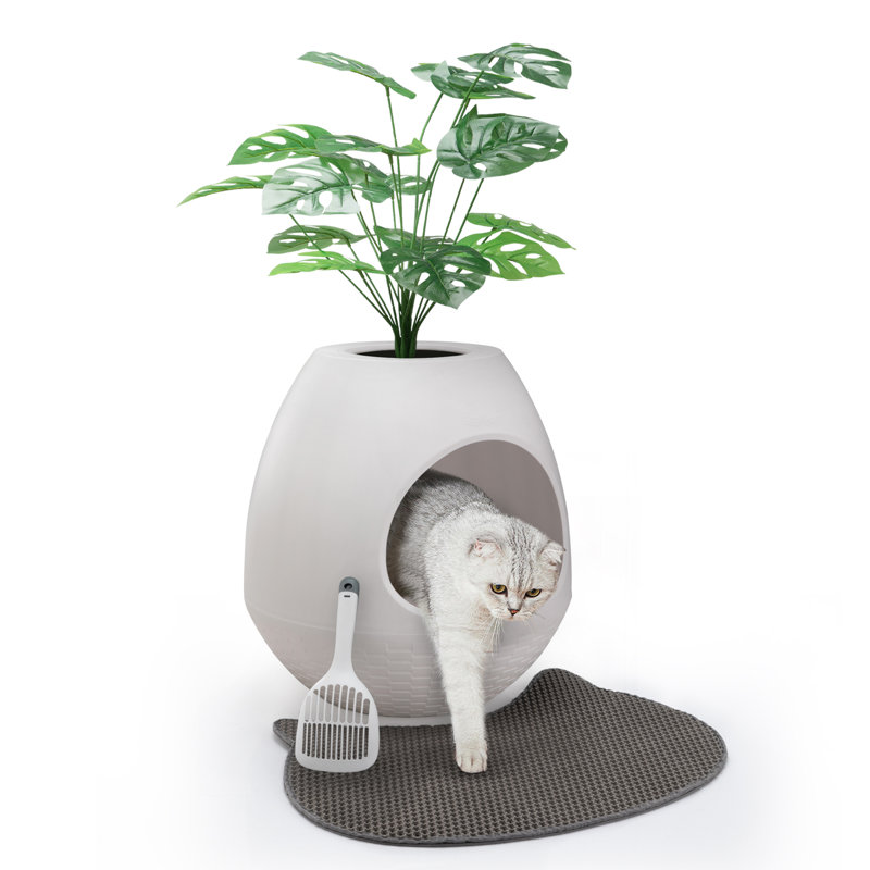Polyethylene Plastic Litter Box, White