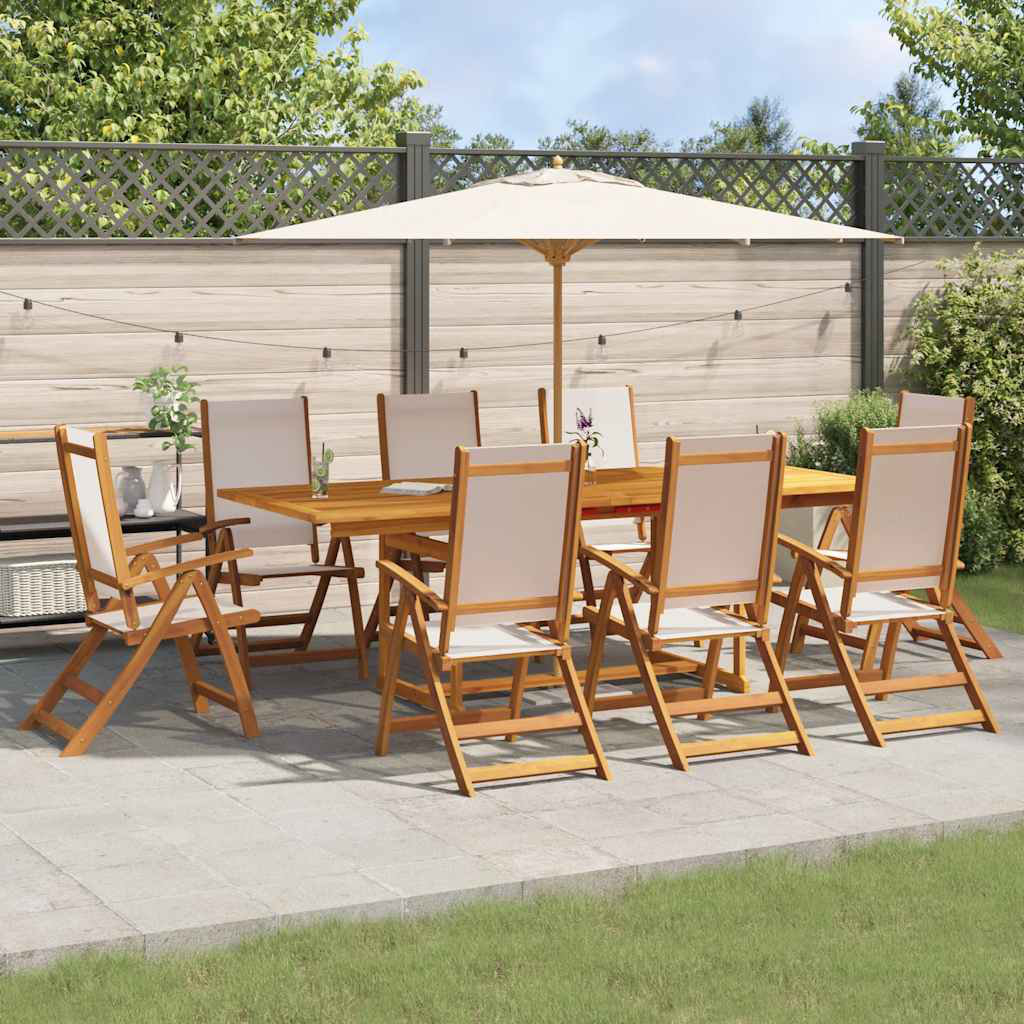 5 Piece Garden Dining Set Solid Wood Acacia And Textilene