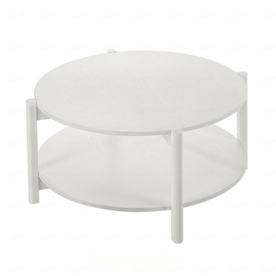 Table basse avec plateau rond et rangement ouvert