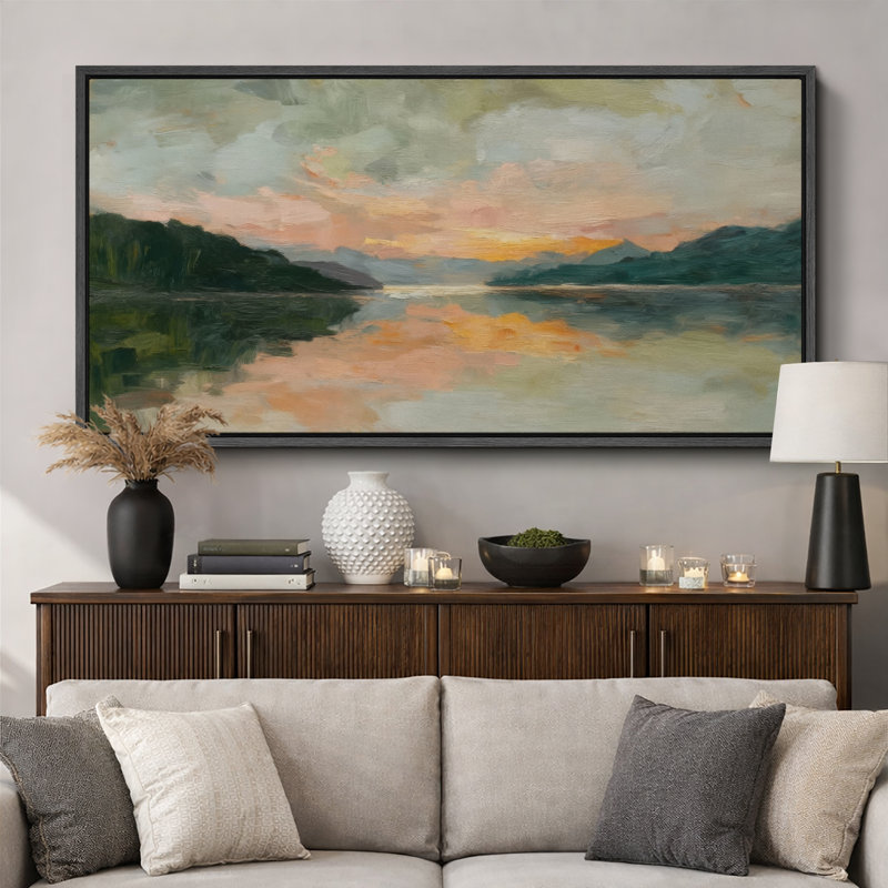 Grande impression sur toile encadrée, impression de paysage abstrait pour la décoration intérieure moderne, Noir