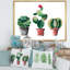 Trois cactus dans des pots en argile - peinture sur toile-59284286-59365590