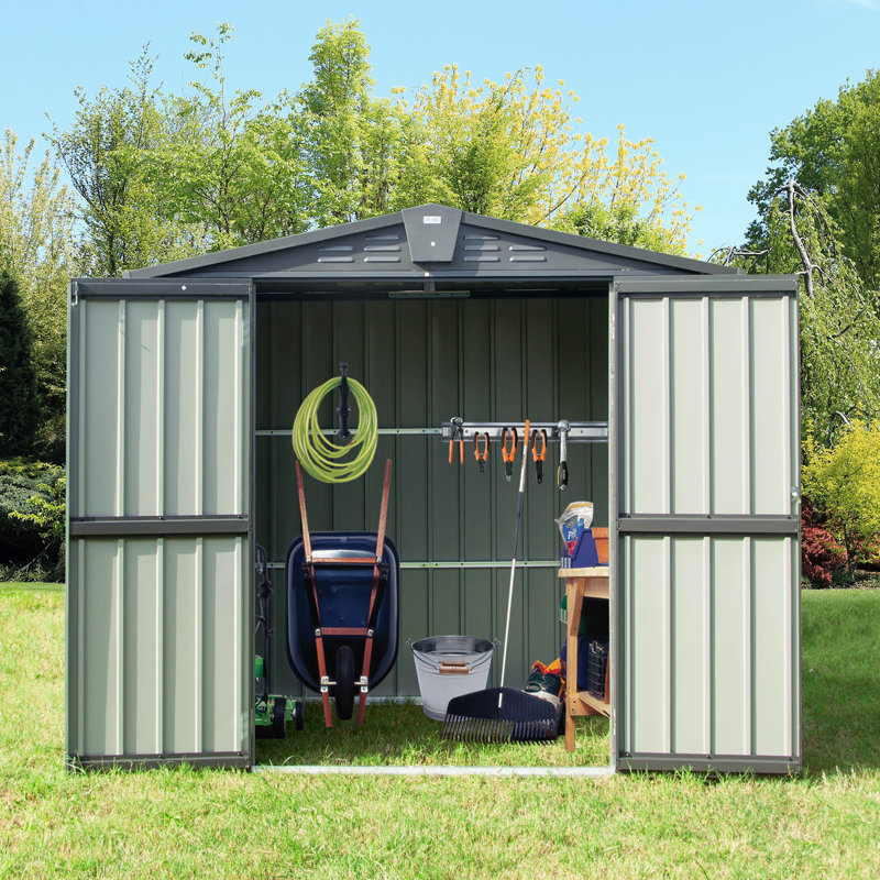 6 ft. x 4 ft. Dark Gray Metal Shed with Gable Roof, 72.4" H x 79.06" W x 50.83" D