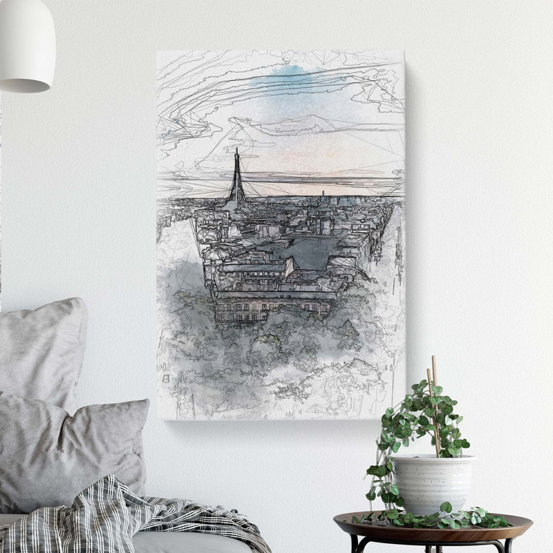 Eiffel Tower & the Paris Skyline in Abstract - Wrapped Canvas, 91cm H x 60cm W x 3cm D