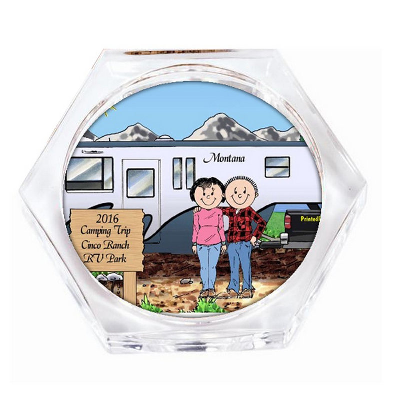 Amateurs de véhicules récréatifs personnalisés - ensemble-cadeau de sous-verre à roulettes pour la 5ème roue (4 sous-verres)
