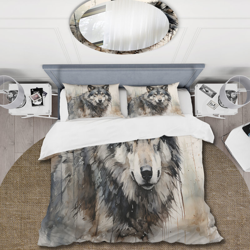 Wolf Lone Wanderer - Ensemble de housse de couette animaux - Microfibre de polyester