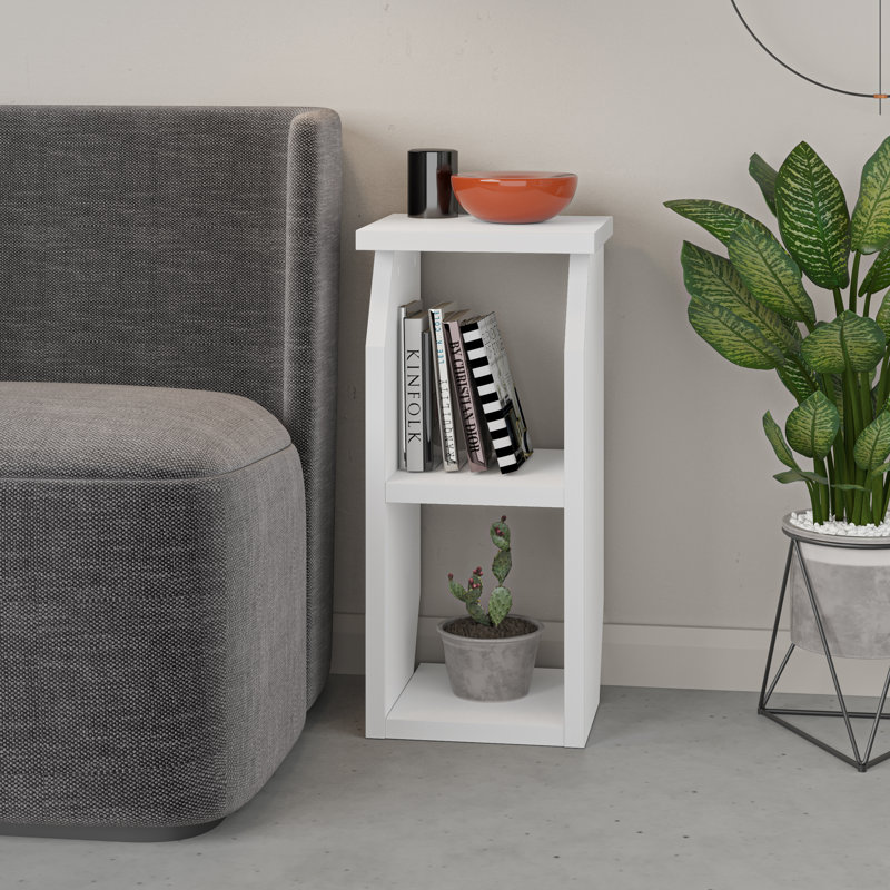 Side Table with Storage, White