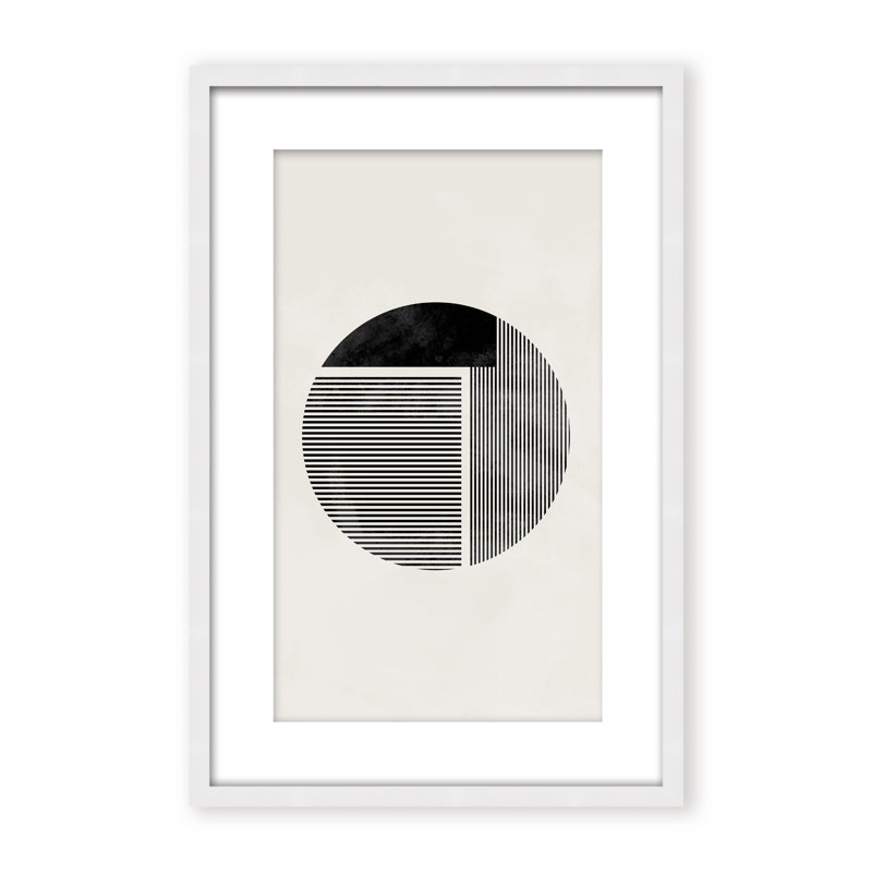 Abstract Minimalist Round by  - Picture Frame Painting on Paper, Framed Canvas, 24" H x 16" W x 2.375" D, White