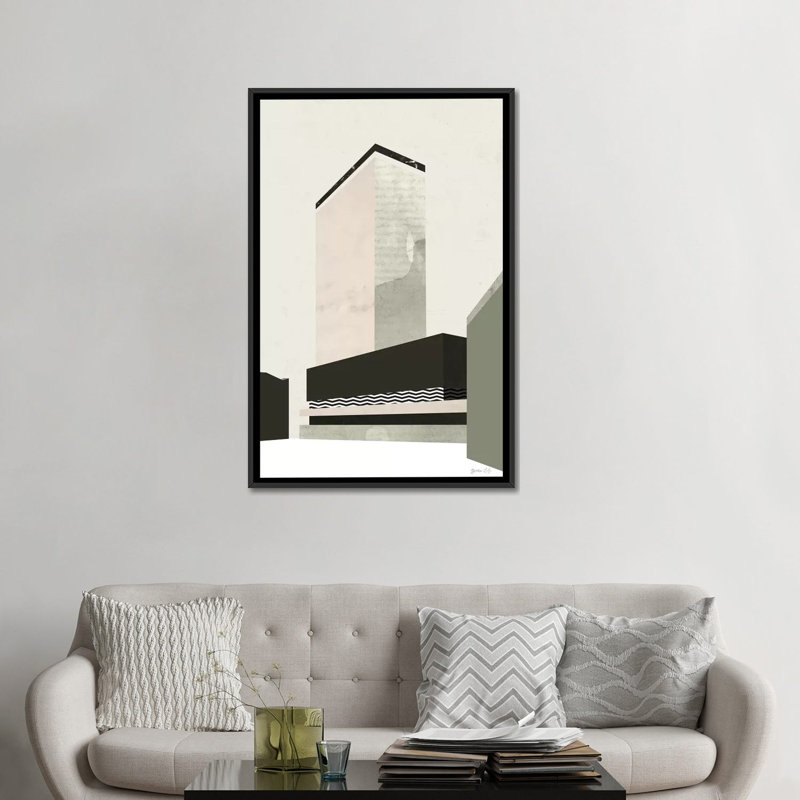 «Extérieur en V», impression sur toile, H 26 po x l 18 po x P 1,5 po, Toile avec cadre noir, Pas de tapis