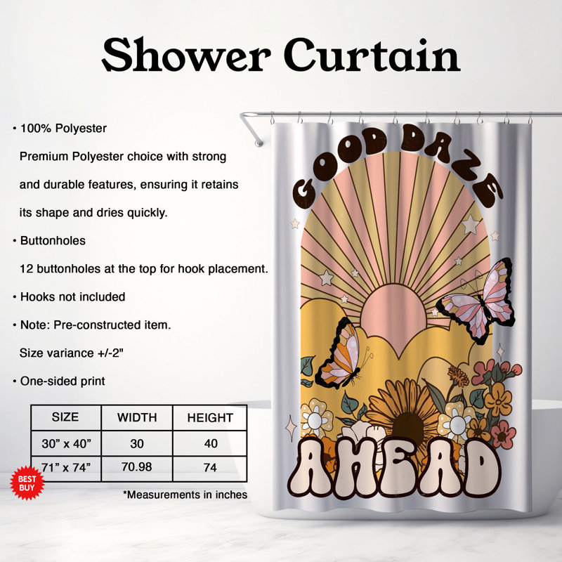 Markeis Shower Curtain, 74"H x 71"W