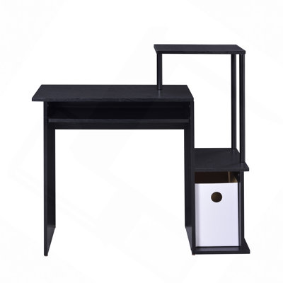 Desk,Rectangular Computer Desk With Keyboard Tray, Shelf Compartment