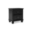 Table de chevet Lemo, 2 tiroirs larges, boutons ronds en nickel, bois massif noir