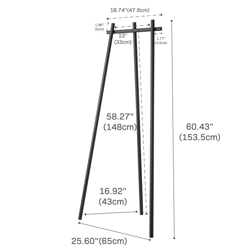 Portemanteaux à trois colonnes Yamazaki Home Tower, Black