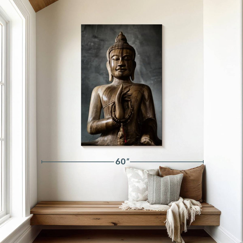 Statue de Bouddha sculptée, H 45 po x l 30 po