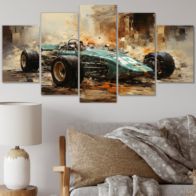 Illustration rétro de voiture de sport Grand Prix - voitures, voiture de course, art mural, salon - 5 panneaux