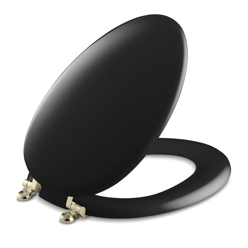 Kathryn Elongated Toilet Seat, Black, Vibrant® French Gold