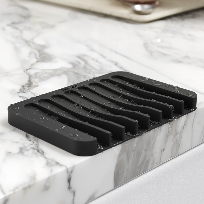KRAUS Self-Draining Silicone Dish Drying Mat And Silicone Soap Dish Holder For Bathroom Or Kitchen Counter, KDM-10-05DG