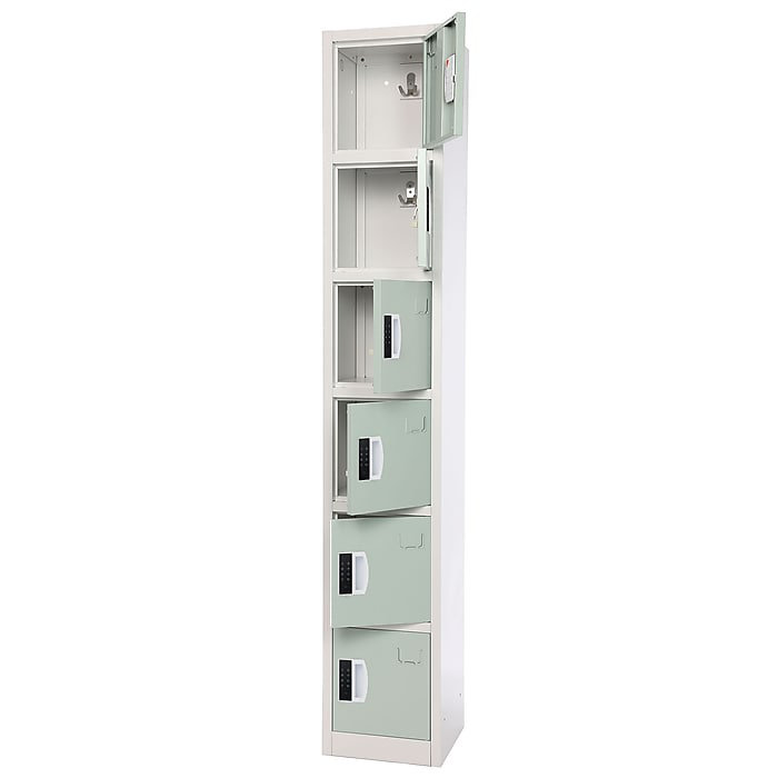 Misty Green 72" Steel 6-Tier Office Storage Locker with Digital Lock