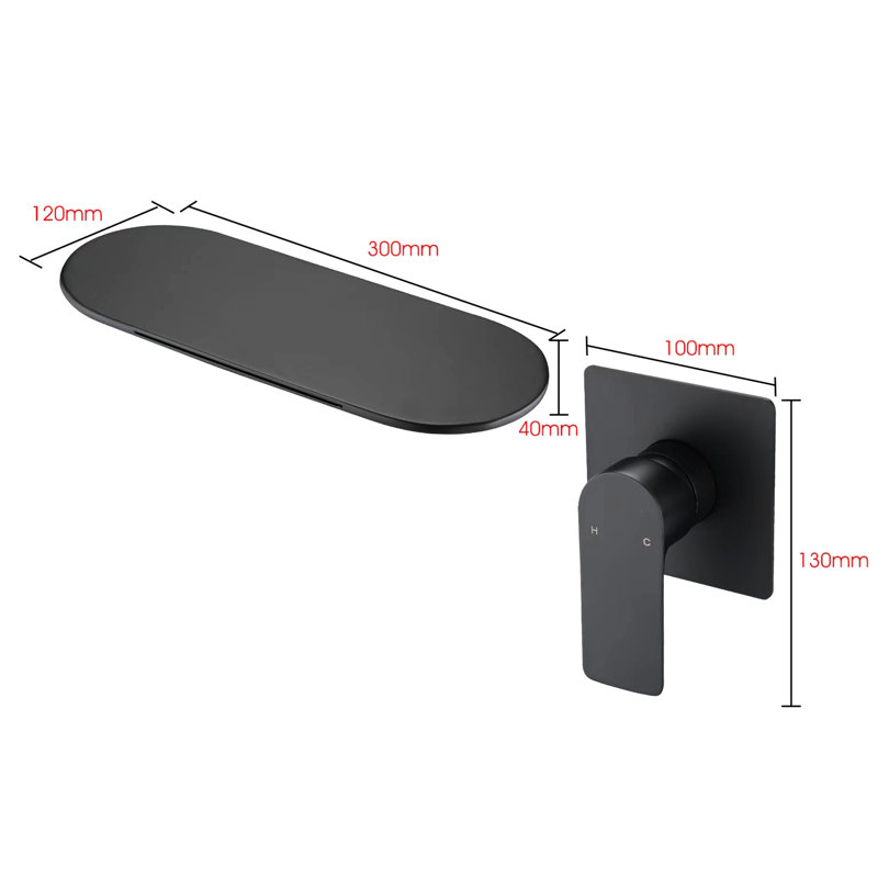 Modern Bathroom Waterfall Faucet - Wall Mounted, Matte Black, Single Handle Sophistication Black Mounted Handle, Aesthetic