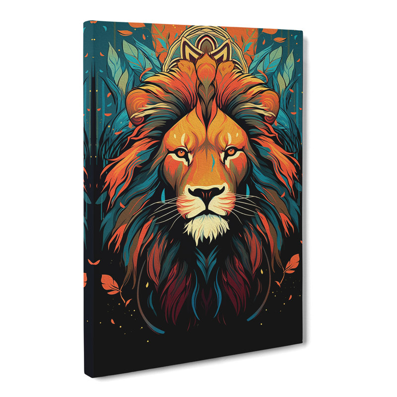 Lion Art Deco Art - Wrapped Canvas, 60cm H x 40cm W x 3cm D