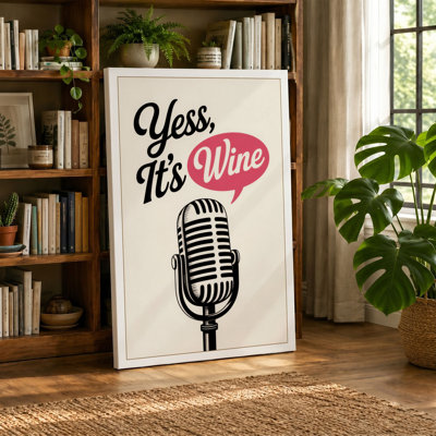 Wine Talk Vintage Mic Retro 1 Piece Wrapped Canvas Wall Art