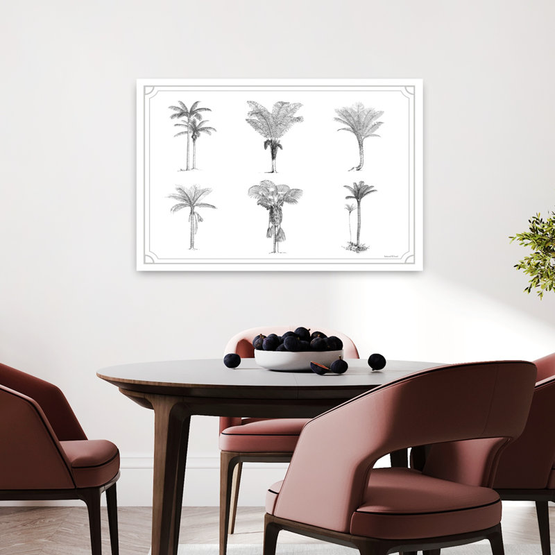 Palmier, variété, palmier abstrait, art tropical côtier, 24" H x 36" W