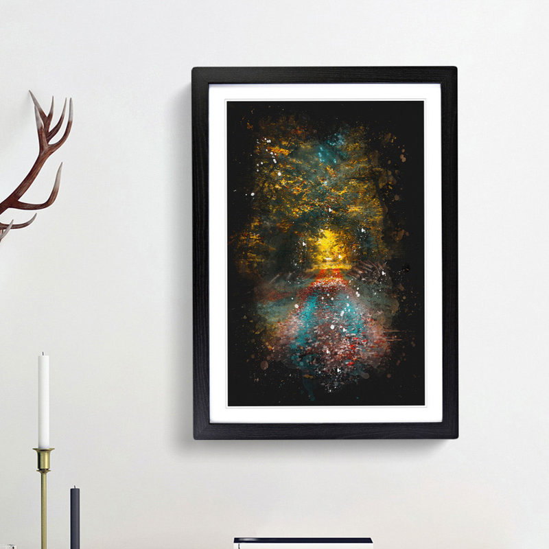 Endless Autumn Forest in Germany - Framed Print, 63cm H x 45cm W x 2cm D, Black Framed