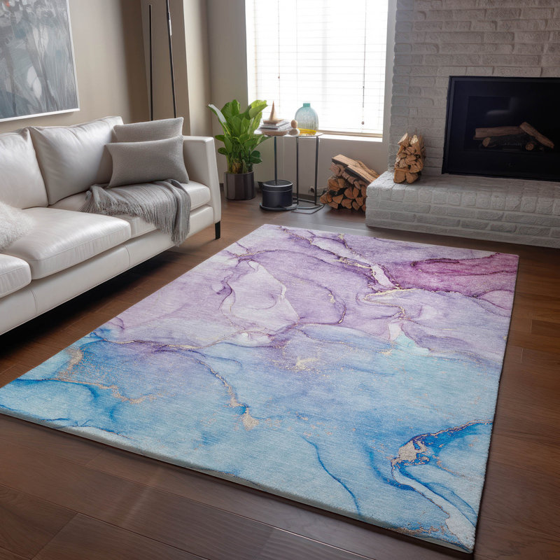 Tapis mauve Premium lavable à la machine Cerrito AMF516, Rectangle de 10 pi x 14 pi