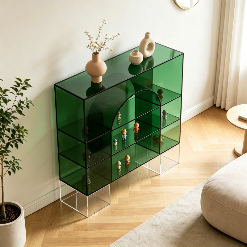 Console moderne en acrylique vert, H 47,24 po x l 47,24 po x P 11,81 po
