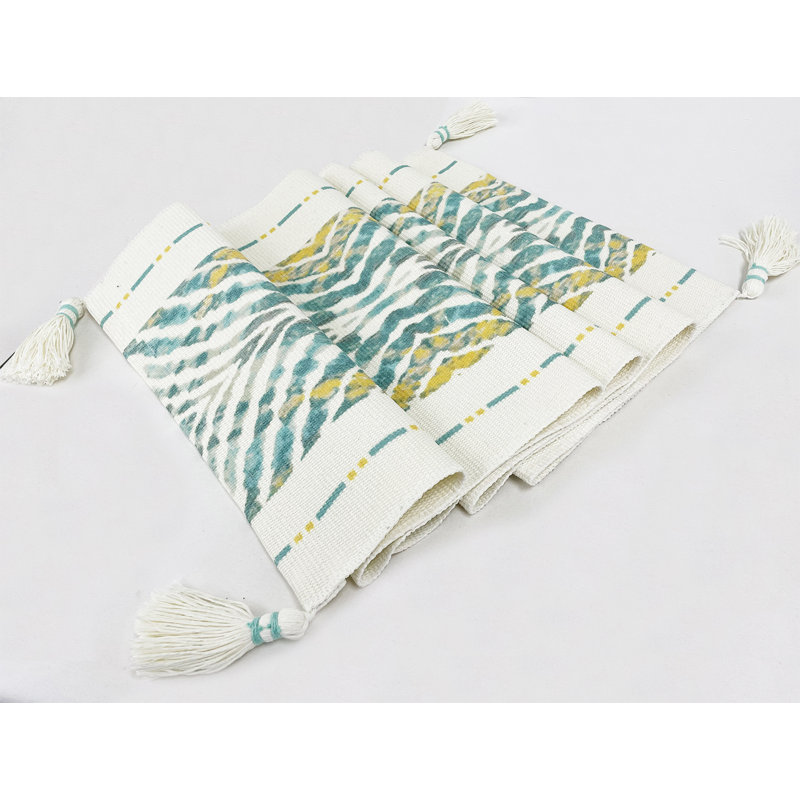 Chemin de table vert en coton, 71 po x 14 po