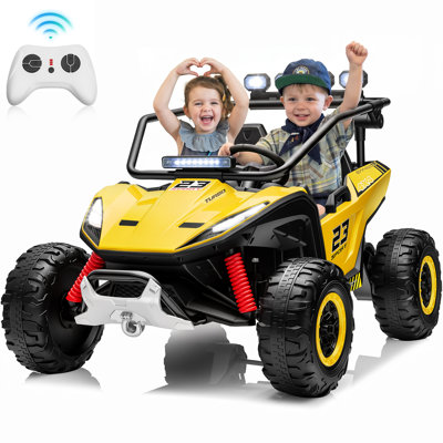 Buggy 2 places 24V pour enfants avec télécommande parentale, alimentation 4RM, lumières DEL, Bluetooth et suspension indépendante