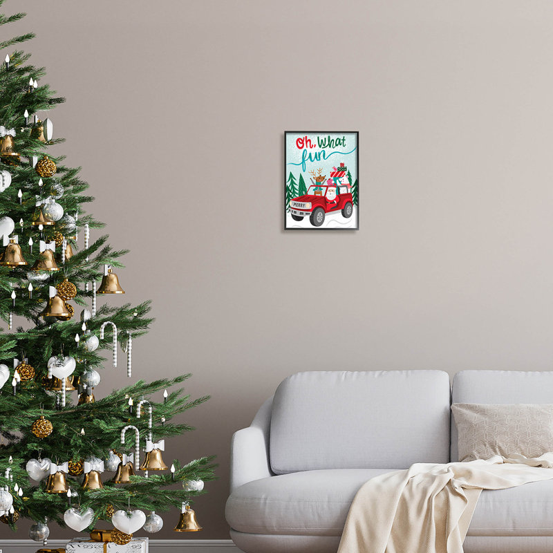 Oh What Fun Santa at-119, Giclée encadrée noir minuit, H 14 po x l 11 po x P 1,5 po