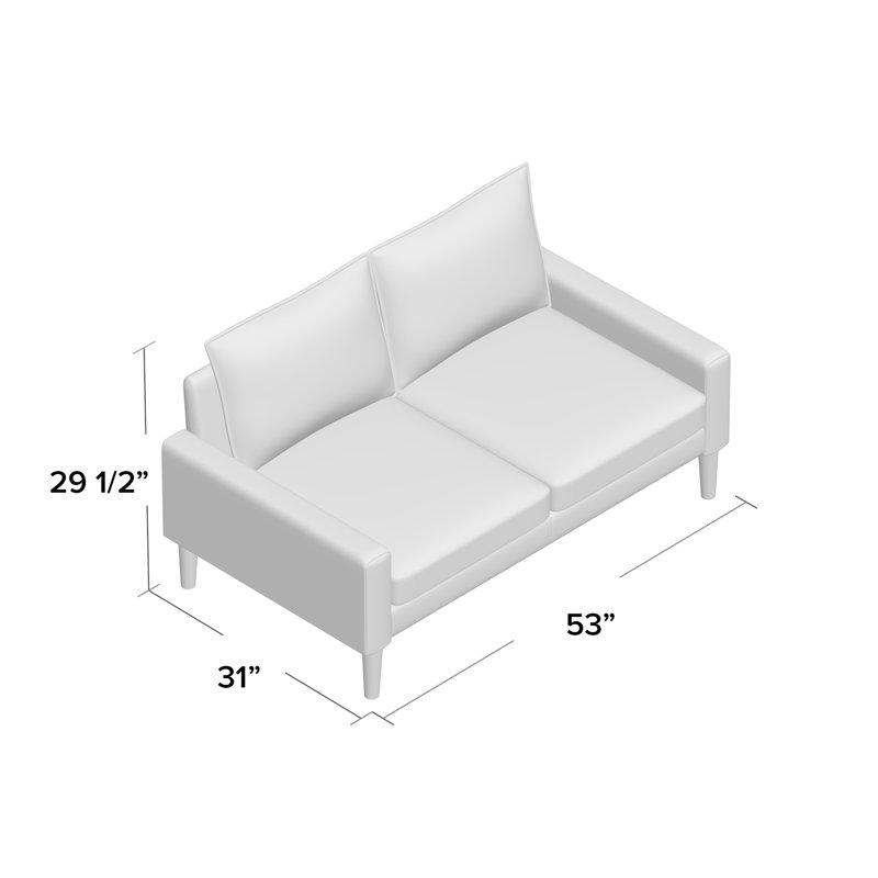 Ediline Velvet Square Arm Sofa, Burgundy Velvet, 29.5"H x 70"W x 31"D 