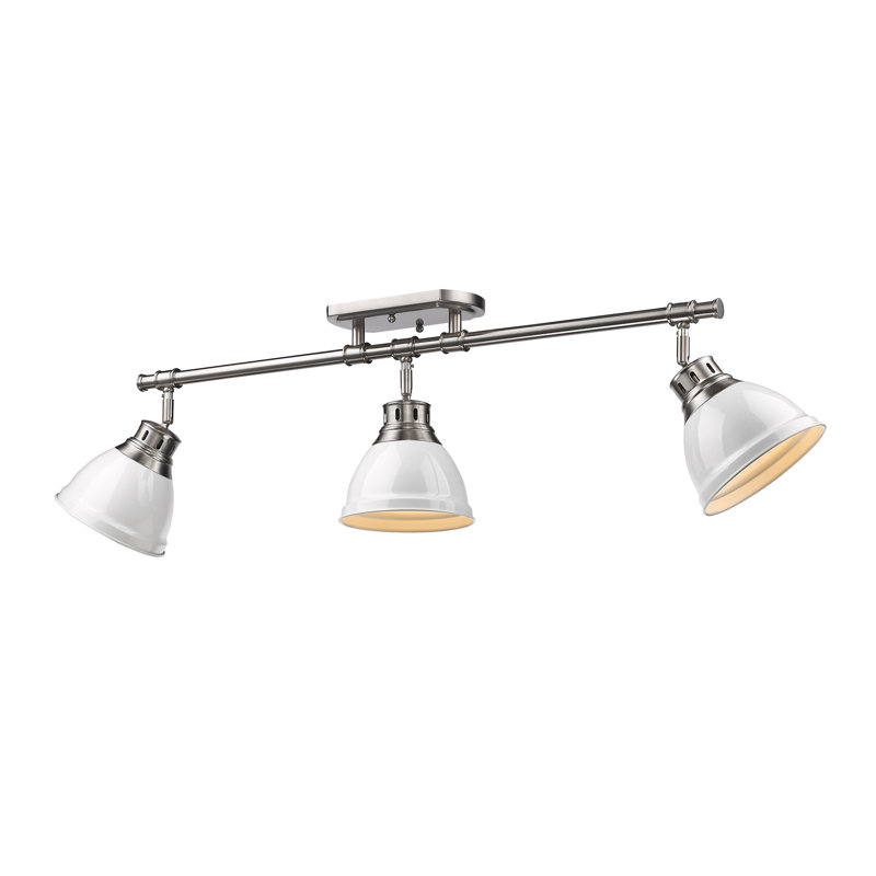 Ensemble d'éclairage sur rail de 35,375 po à 3 lumières Drakeford, Blanc, Étain