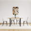 Ensemble de salle à manger moderne carré pour 4 personnes avec chaises en lin beige et table en panneau de fibres à densité moyenne, ensemble de cuisine de style Mid-Century en métal, brun