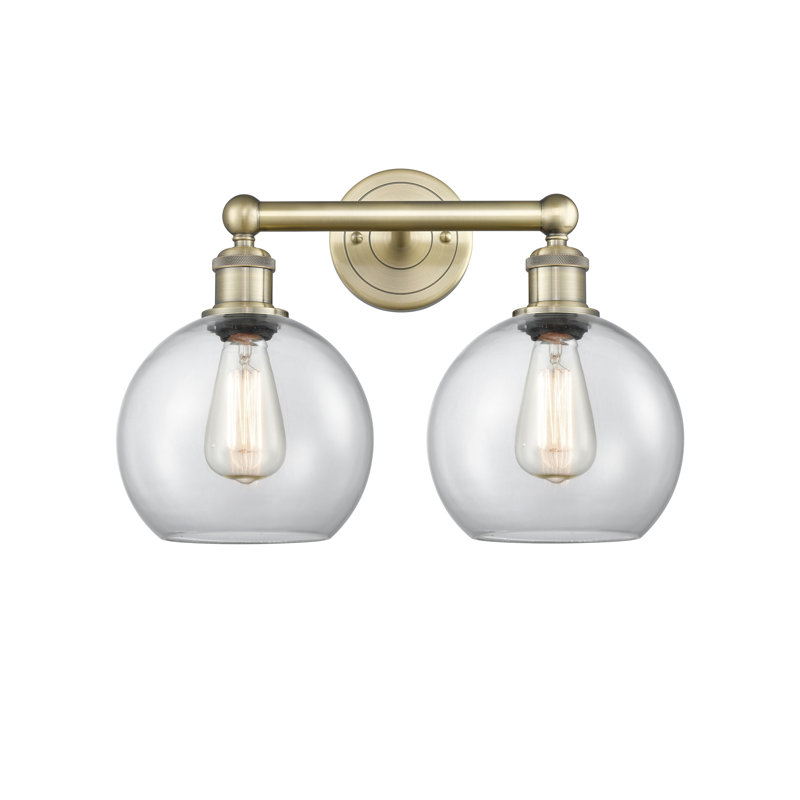 Éclairage pour salle de bain 2 lumières Ellington, Transparent, Laiton antique
