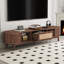 Meuble télé moderne pour 75 téléviseurs, console multimédia avec accents, portes coulissantes lisses, construction, rangement, divertissement à domicile,