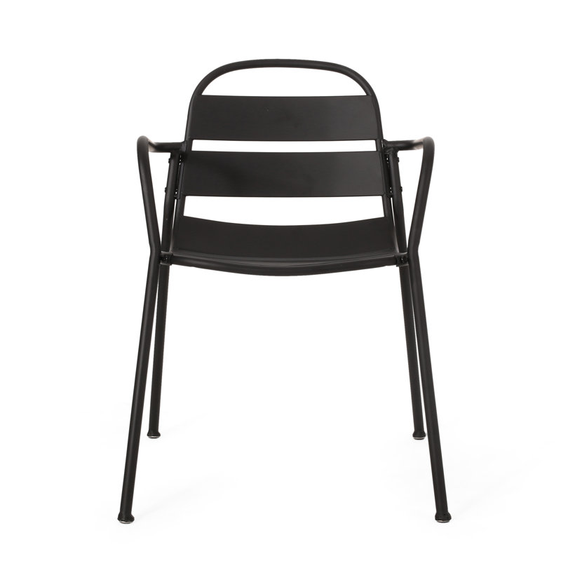 Bistro de patio moderne en fer noir mat avec une base stable et un siège pratique