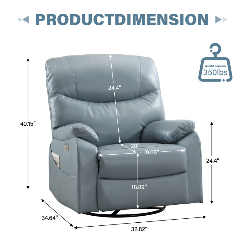 Fauteuil inclinable pivotant Ringwold, Assortiment de cuir bleu