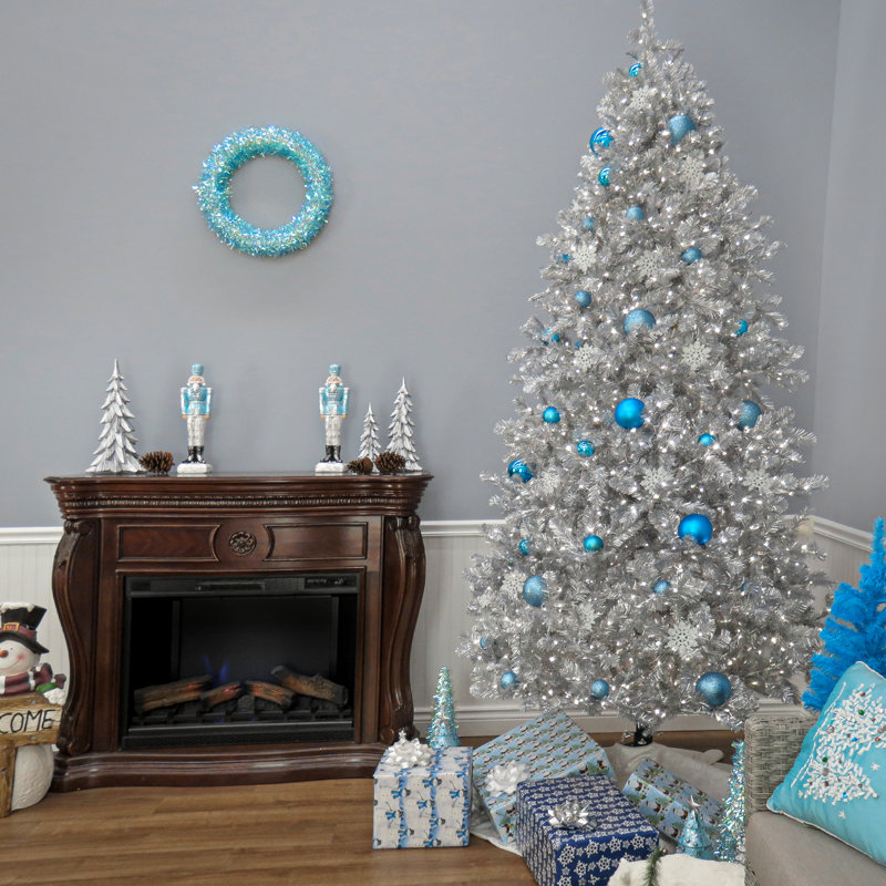 Silver Fir Christmas Tree with LED Lights, 10 Ft