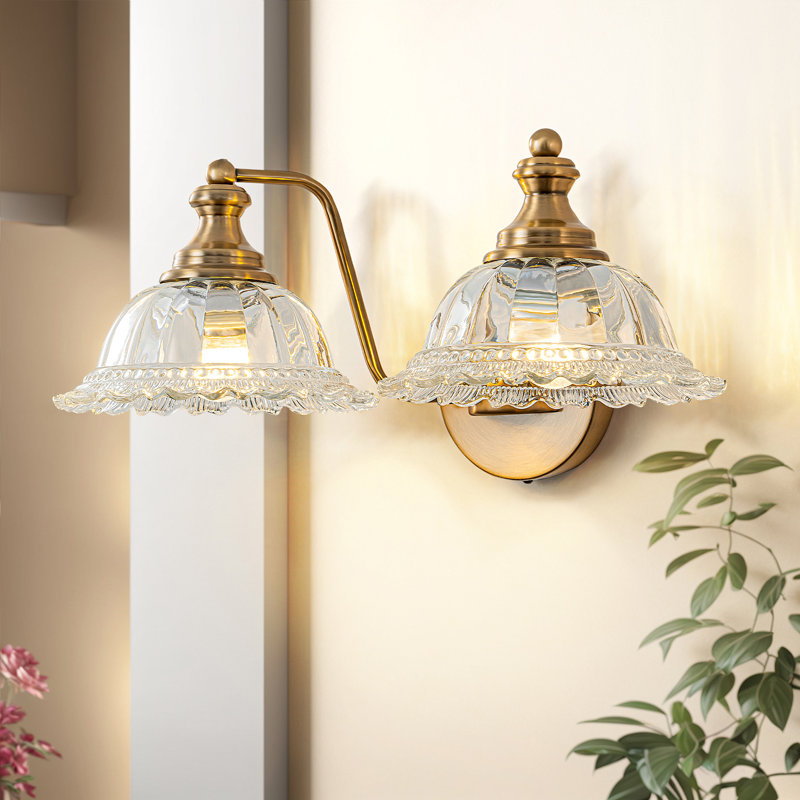 Junathean Modern Vanity Light With Crystal Glass Shade, Bronze