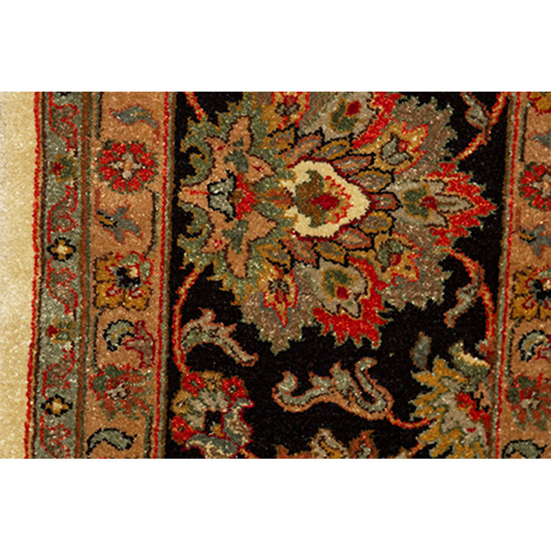 Tapis ivoire et noir noué à la main de haute qualité