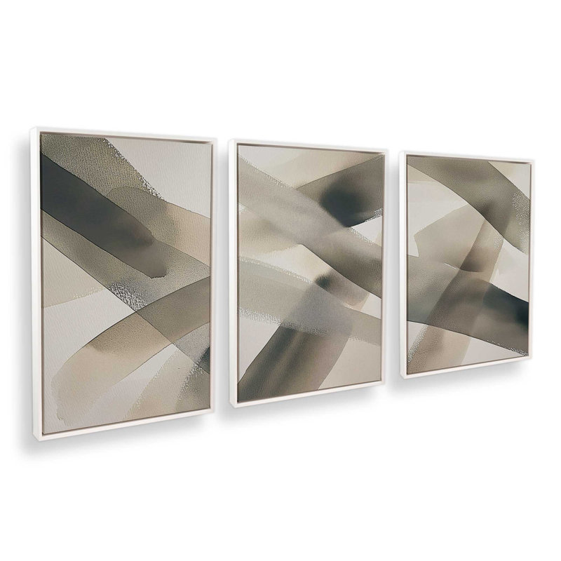 Ensemble de 3 impressions Shadows in Motion, 12 po x 8 po, Cadre flottant blanc opaque