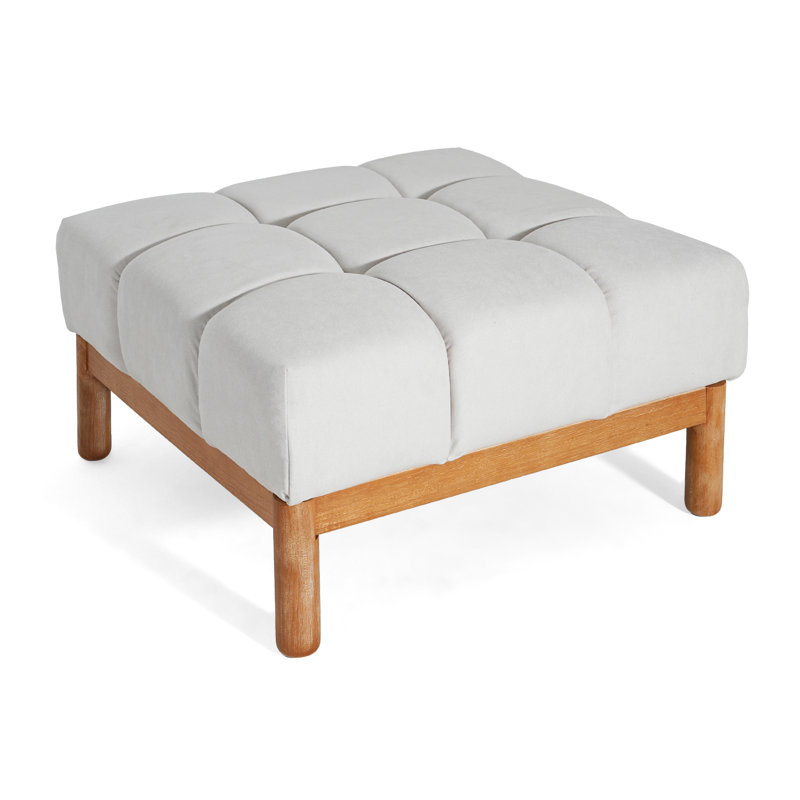Repose-pieds rembourré avec coussin en mousse moelleuse Kyra, Blanc
