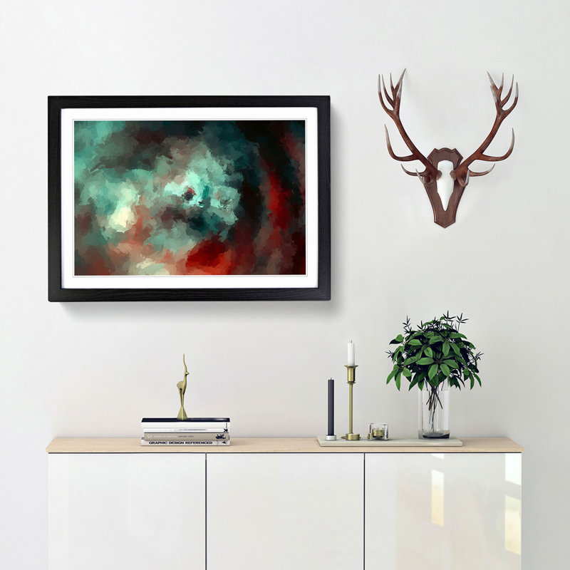 Remember the Flowers in Abstract - Picture Frame Painting Print, Black Framed, 48cm H x 65cm W x 2cm D