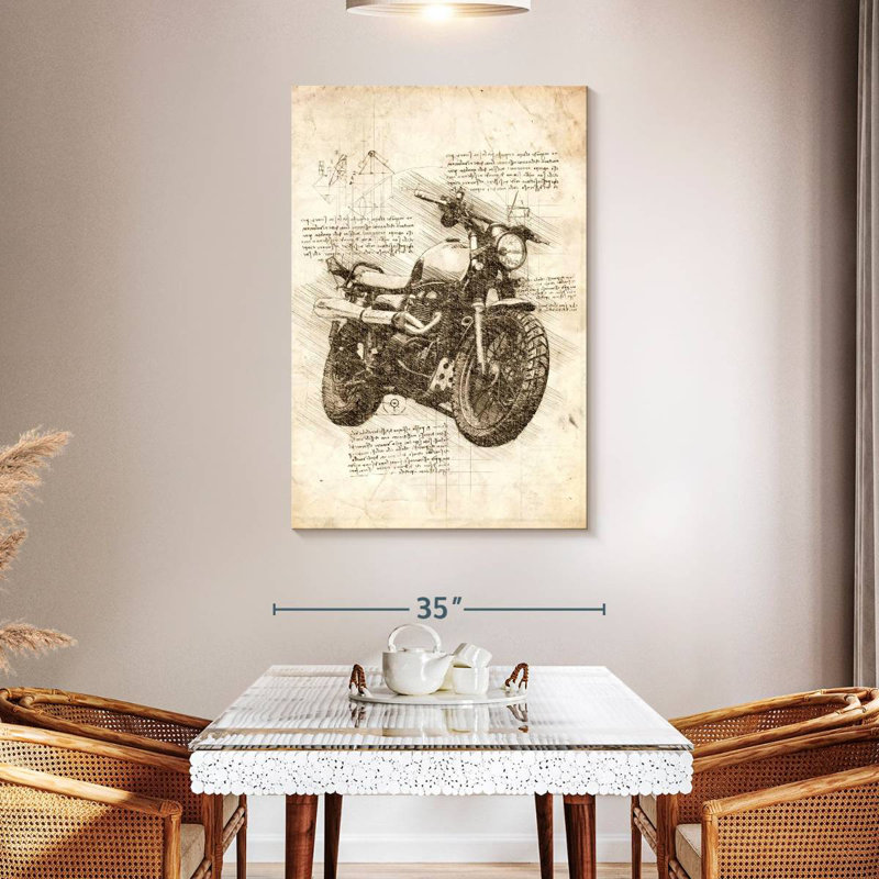 Laelle Old Motorcycle Sepia, 48" H x 32" W