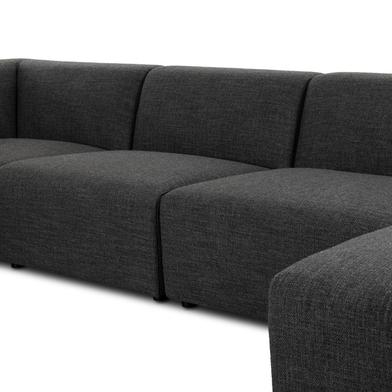Lawndale 5PC Sectional W/ RAFC-Napa Sandstone, Left Hand Facing, Fayette Cloud Polyester Blend