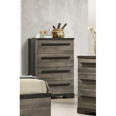 Contemporary Four-Drawer Wooden Bedroom Storage Chest