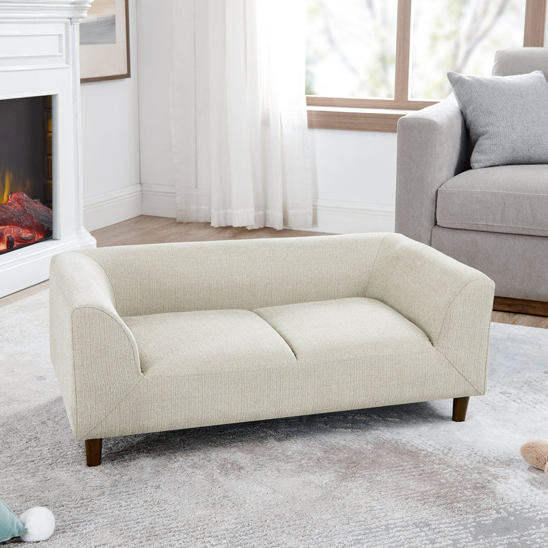 Canapé pour animaux de compagnie avec dossier et accoudoirs, canapé pour animaux moderne et rectangulaire convenant aux chiens de petite et moyenne taille, canapé pour chien confortable à coussin souple, beige