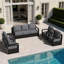 Ensemble de meubles de patio extérieur en aluminium 5 pièces avec canapé et 4 fauteuils Abdullah, coussin gris-129346789